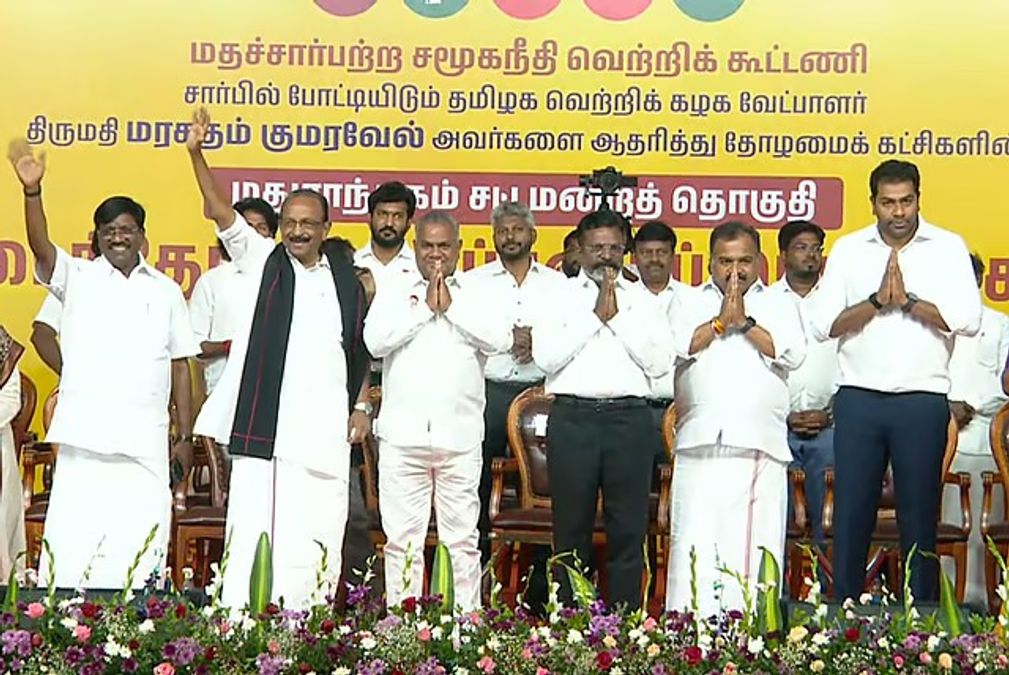 மதுராந்தகம்: மதசார்பற்ற சமூக நீதி வெற்றிக்கூட்டணி கட்சியின் தலைவர்கள் பரப்புரை