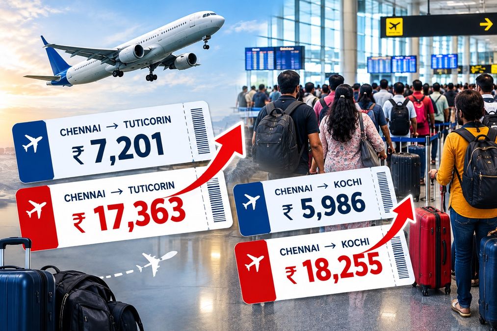 தொடர் விடுமுறையையொட்டி விமானக் கட்டணங்கள் பன்மடங்கு உயர்வு..!
