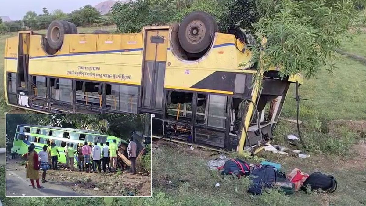 மதுரை மேலூர் அருகே அரசுப் பேருந்து மீது ஆம்னி பேருந்து மோதியது