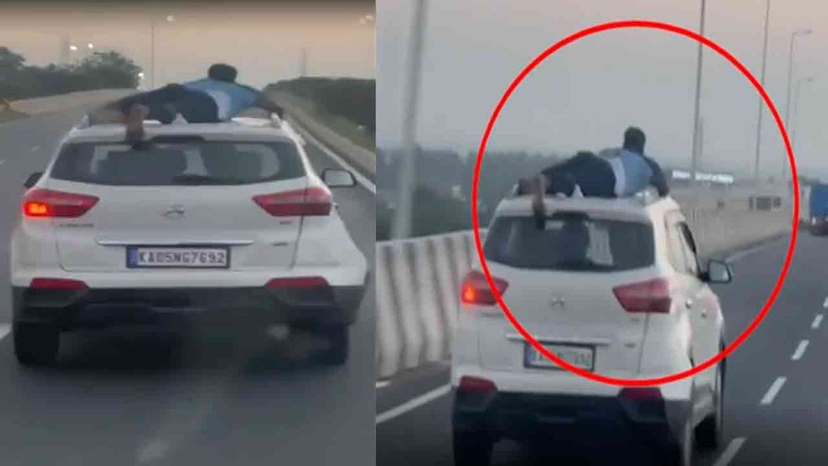 சினிமாவை மிஞ்சிய சேஸிங்; கார் மேல் படுத்தபடி மர்ம கும்பலைப் பிடித்த காவலர்!